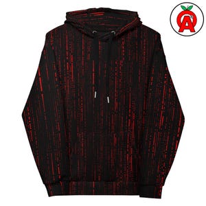 Binary Computer Programming Code Pattern, All-Over Adult Unisex Hoodie Sweatshirt, Hacker Developer Techwear Style, Birthday Holiday Gift