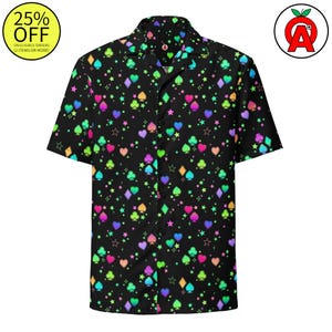 Poker Cards Hawaiian Shirt Adult Unisex All-Over Relaxed Fit Button Up Shirt, Casino Gambler Gift, Texas Holdem Shirt, Card Games Apparel
