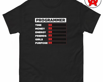 Programmer Life Essentials Graphic Tee, Tech Humor Classic Cotton Shirt, Coder Casual Top, Developer Crew Neck Tee, Engineer Unisex Shirt