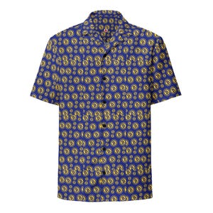 Bitcoin-Muster Unisex All-Over Relaxed Fit Shirt, Krypto-Blockchain-Finance-Geschenk, Tech-Konferenz-Stil