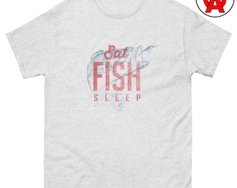 Fishing Lifestyle T-Shirt, Eat Fish Sleep Graphic Tee, Unisex Shirt for Fishing Guides & Charter Captains