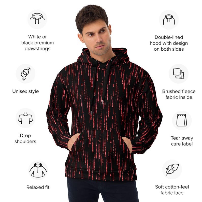 Binary Code Hoodie — IT Professional Gift | Tech Enthusiast | Coding Dad Present | Coder Gift | Programmer Gift | Tech enthusiast Gift | Digital Rain Hoodie | Hacker Aesthetic | Code Pattern Top | Tech Forward Him | Developer Birthday