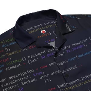 Patrón de código de programación informática, camisa unisex holgada para adultos, hawaiana para programadores, ropa informal para programadores tecnológicos, regalo para geeks. imagen 2