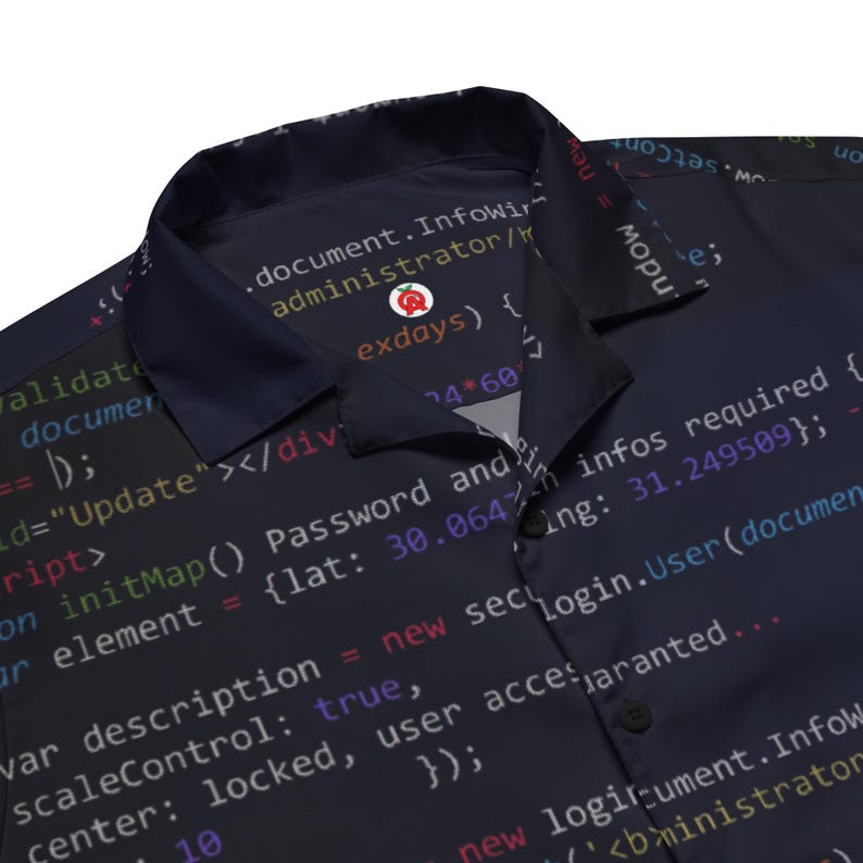 Patrón de código de programación informática, camisa unisex holgada para adultos, hawaiana para programadores, ropa informal para programadores tecnológicos, regalo para geeks. imagen 2