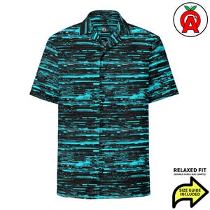 Glitch Hawaiian Shirt, Screen Button Down, Error Tropical Beach, Computer Camp Collar, Digital Aloha Top, Tech Button Up, Cyber Beach Shirt,