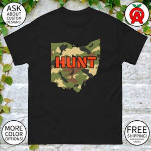 Camisa unisex con mapa de camuflaje verde Hunt Ohio: ideal para cazadores y pescadores
