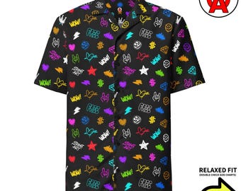 Chemise hawaïenne rock'n'roll tendance, chemise Aloha street art, chemise graffiti, chemise urbaine, haut de plage stylé