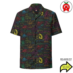 Physics Hawaiian Shirt, Engineering Short Sleeve Button Down, Calculus Relaxed Fit Shirt, Equations Adult Unisex Shirt, Quick Dry, UPF50+ Ma