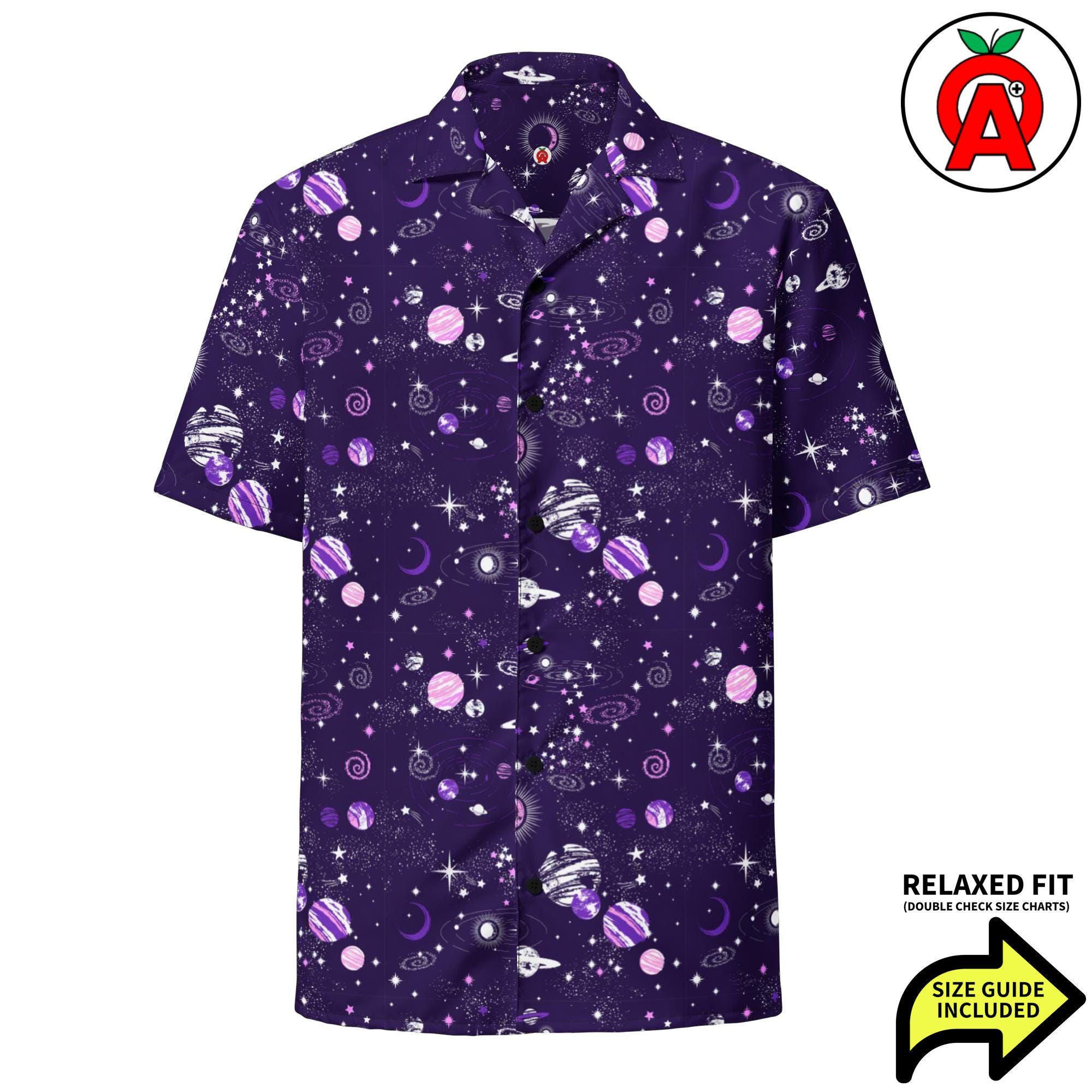 Space Lover's All-Over Print Hawaiian Button-Up Shirt | Breathable Unisex Galaxy Shirt | Astronomy Gift for Men & Women