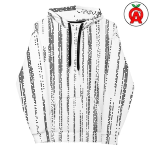 Matrix Code AOP Hoodie, Binary Pattern Unisex Top, Digital Rain Graphic Pullover, Computer Programming Soft Sweater, Cyber Tech AOP Hoodie