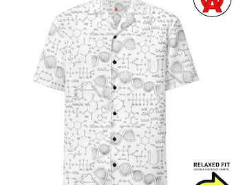 Organic Chemistry Hawaiian Shirt, DNA Button Down, Biology Aloha Shirt, Molecular Structures Button Up, Science Beach Top, Lab Camp Shirt