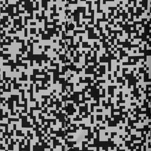 A man in his 30s wearing casual tech wear wearing Digital Scanner Hawaiian Shirt Button Down, Binary Code Aloha Shirt, QR Code Button Up, Barcode Beach Top, Data Matrix Resort Wear