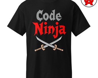 Kod Ninja T-shirt, programmerarhumor grafisk t-shirt, utvecklarliv unisex t-shirt, tekniknörd klassisk passform t-shirt, kodningskultur kortärmad topp