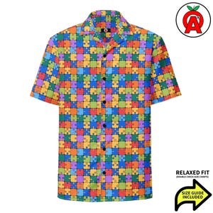 Puzzle Hawaiian Shirt, Board Game Adult Unisex Shirt, Tabletop Relaxed Fit Shirt, Jigsaw Short Sleeve Button Down, Dice Aloha Top
