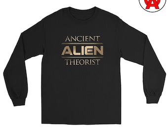 Ancient Astronaut Theorist Graphic Long Sleeve, UFO Conspiracy Crew Neck Shirt, Alien Theory Classic Cotton Tee