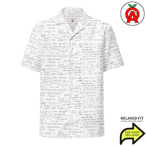 Camisa hawaiana de cálculo, camisa unisex de manga corta para adultos de álgebra, camisa abotonada de corte relajado con estampado de física, camisa aloha de ecuaciones
