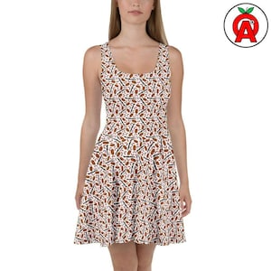 Shotgun Skater Dress, Trap Women's Sundress, Skeet A-Line Gift, Sporting Clays Sleeveless Outfit, Clay Pigeon Casual Dress, Pull Boho Design