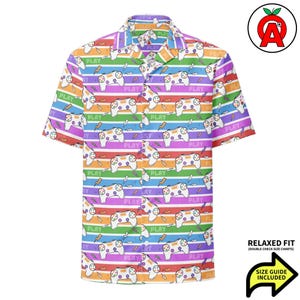 Videospielkonsolen-Steuergerät, Unisex für Erwachsene, entspannte Passform, Hawaii-Hemd mit Knöpfen, feuchtigkeitsableitendes UPF50 + Material, Gamer Geschenk