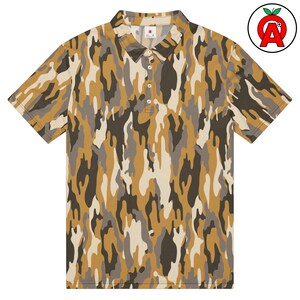 Unique Camo Pattern Slim Fit Polo Shirt - Breathable Polyester, Outdoor Gear, Hunting Shirt, Golf Polo - Gift for Men, Outdoor Enthusiasts