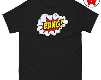 Retro Action Word Graphic Tee for Comic Book & Superhero Fans - Classic T-Shirt for Pop Art Lovers - Unisex Apparel for Geek Culture