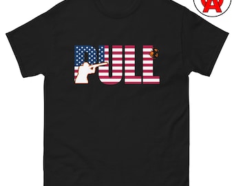 Tirador de plato, camiseta unisex para adultos, regalo de tiro al plato, diseño de bandera estadounidense, ropa para entusiastas del tiro al plato