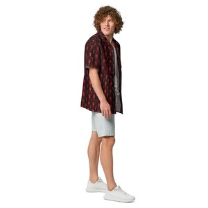 Binary Code Hawaiian Shirt, Digital Aloha Shirt, Cyberpunk Tropical Button Down, Hacker Oversized Beach Top, Tech Noir Button Up Resort Wear
