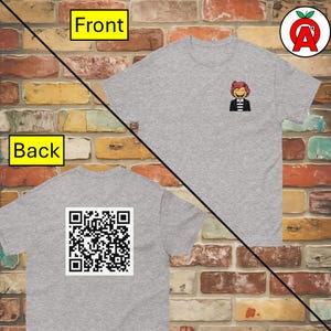 Interactive QR Code T-Shirt for Rick Astley Fans - 80&#39;s Music, Never Gonna Give You Up, Rickrolling Viral Video Prank Tee