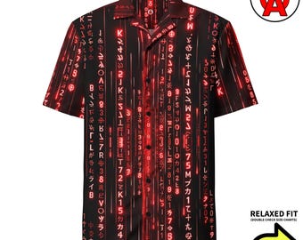Script Hawaiian Shirt, Matrix Code Aloha Shirt, Binary Button Down, Hacker Beach Top, Coder Tropical Vacation Shirt