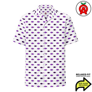 Jesus Fish Ichthus Pattern, Adult Unisex All-Over Relaxed Fit Button Up Hawaiian Shirt, Recycled Polyester, Moisture Wicking, UPF50 Plus Pro