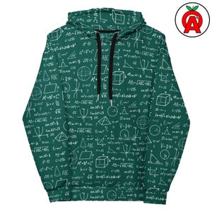 Mathematical Physics AOP Hoodie, Algebra Trigonometry Unisex Top, Equations Pattern Graphic Pullover, calculus formulas Soft Sweater