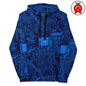 Motif informatique de carte de circuit électrique, sweat-shirt à capuche unisexe pour adulte, pour les passionnés de technologie et les programmeurs, cadeau coupe décontractée
