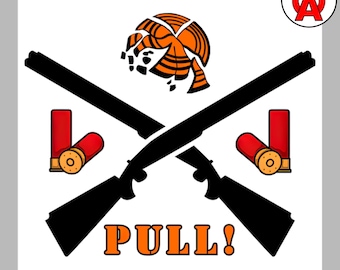 Trap Shooting Vinyl Sticker, Clay Pigeon Skeet Vinyl Sticker Die Cut Decal, Shotgun Sports Waterproof Die Cut Decal