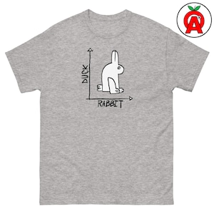 Gráfico de dispersão engraçado XY de pato vs coelho, camiseta unissex adulta, camiseta de humor com estatística, ciência e matemática, presente para professor e pesquisador analista