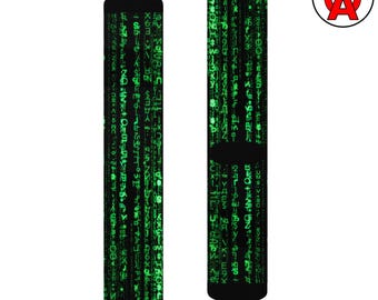 Matrix Math Computer Code, Adult Unisex All-Over Crew Socks, Programmer Developer Data Scientist Hacker Tech Geek Nerd Gift