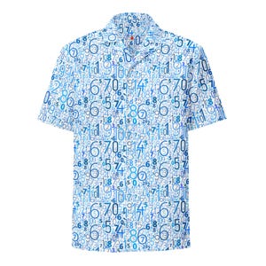 Zahlen 0 bis 10 Daten Wissenschaft, Unisex All-Over entspannt Fit Button Up Hawaii-Hemd, feuchtigkeitsableitendes UPF50 + Material, Kodierung Geschenk