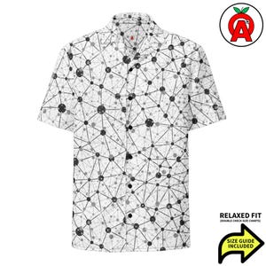 AI Neural Network Pattern Hawaiian Shirt, Adult Unisex Short Sleeve All-Over Relaxed Fit Button Down Aloha Shirt