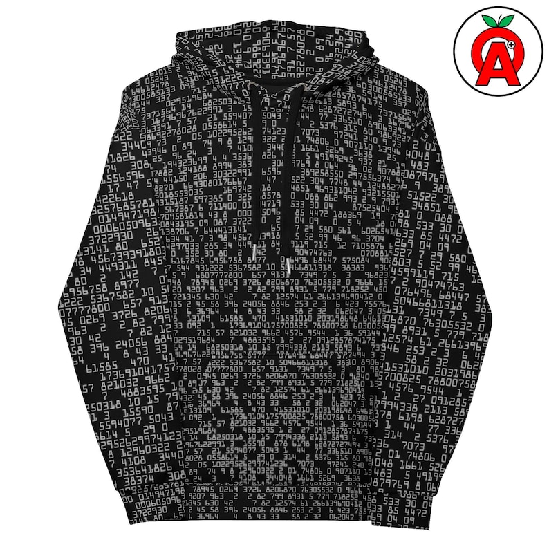 Matrix Code Hoodie, Binary Code AOP Hoodie, Cyberpunk Unisex Top, Programming Graphic Pullover, Hacker Soft Sweater