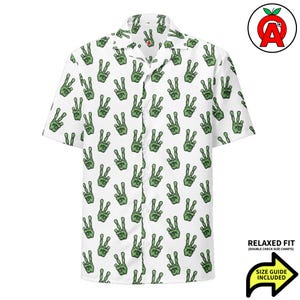 Camisa hawaiana con símbolo de paz extraterrestre - Regalo para fanáticos de los ovnis - Camisa de aventura cósmica - Moda para entusiastas de los extraterrestres - Camiseta estilo ciencia ficción