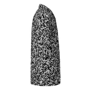 QR Code Barcode Data Matrix Code Pattern, Adult Unisex All-Over Relaxed Fit Button Up Hawaiian Shirt, Moisture Wicking UPF50+ Material, Tech