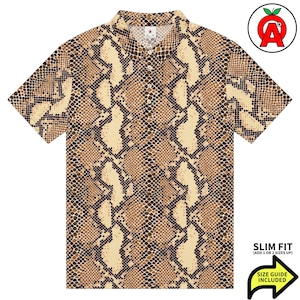 Polo de piel de serpiente, Cobra Slim Fit, Camisa de golf de pitón, Camiseta de tenis de víbora, Camisa deportiva con escamas, Camisa corta de reptil, Patrón