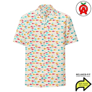 Camisa hawaiana con temática espiritual, camisa Aloha con estampado de peces, camisa abotonada inspirada en la fe, camisa de campamento con estampado simbólico, blusa de playa con motivos náuticos.