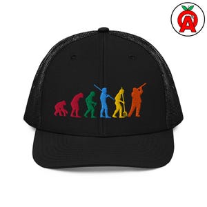 Embroidered Evolution of Clay Pigeon Funny Trucker Hat for Shotgun Sports Enthusiasts