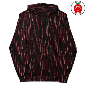 Binary Code Hoodie, Digital Rain AOP Hoodie, Hacker Aesthetic Unisex Top, Code Pattern Graphic Pullover, Tech Forward Soft Sweater