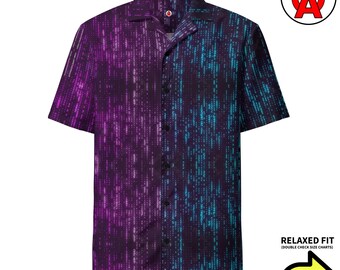Programming Hawaiian Shirt, Computer Adult Unisex Shirt, Code Short Sleeve Shirt, Matrix All-Over Relaxed Fit Button Down Shirt, Dev Relaxed
