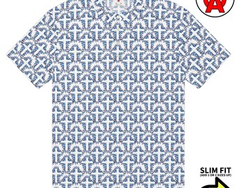 Christian Slim Fit Polo, Cross Golf Shirt, Jesus Collared Top, Faith Tennis Shirt, Gospel Sports Top, Church Performance Top, Dry Fit
