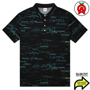 数学方程式大人用ユニセックスオールオーバースリムフィットポロシャツ、数学教師へのギフト、科学愛好家用トップス、エンジニアリングシャツ、カジュアルSTEMウェア