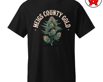 Gouden T-shirt met marihuana-ontwerp, Ohio graphic T-shirt voor Pomeroy, Middleport, Rutland, vochtafvoerende stoner-kleding, modern fit T-shirt