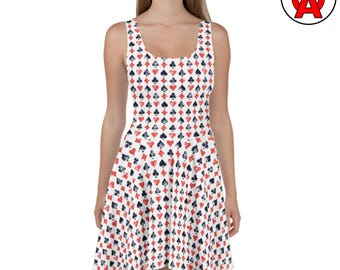Poker Skater Dress, Blackjack Women's Sundress, Casino A-Line Gift, Cards Sleeveless Outfit, Chips Casual Dress, Vegas Boho Design