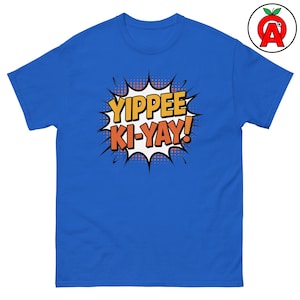 Classic Christmas Movie  Yippee Ki-Yay John McClane Hans Gruber Nostalgic Action T-Shirt - Superhero Comic Style Pop Culture Tee