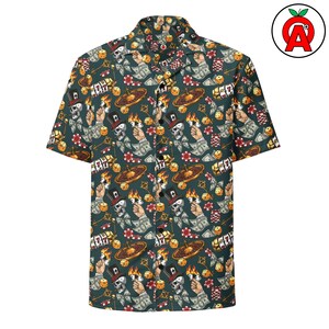 Las Vegas Poker Theme Premium Unisex Button-Up Shirt - Stylish Casino and Card Game Apparel - Gift for Poker Players - Texas Hold'em